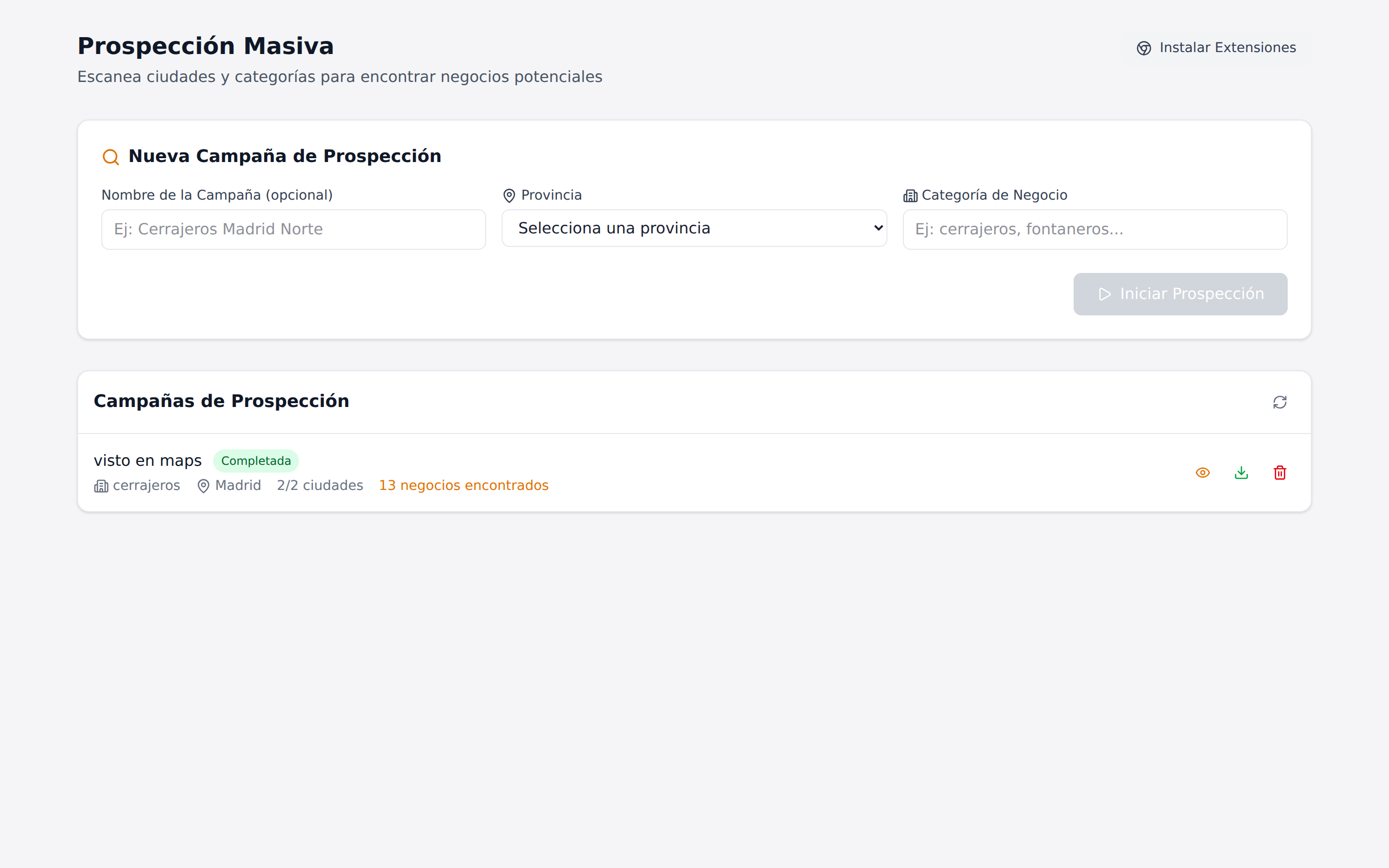 Prospección masiva de clientes